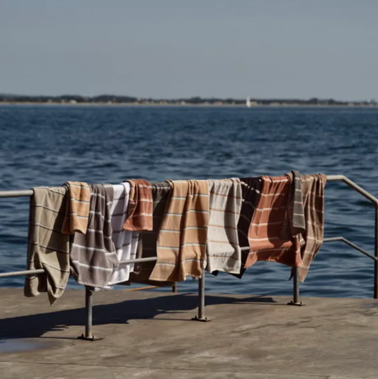 Zone Sauna håndklæde hvid/grå/ grøn 50x100 cm