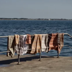 Zone Sauna håndklæde hvid/grå/grøn 70x140 cm