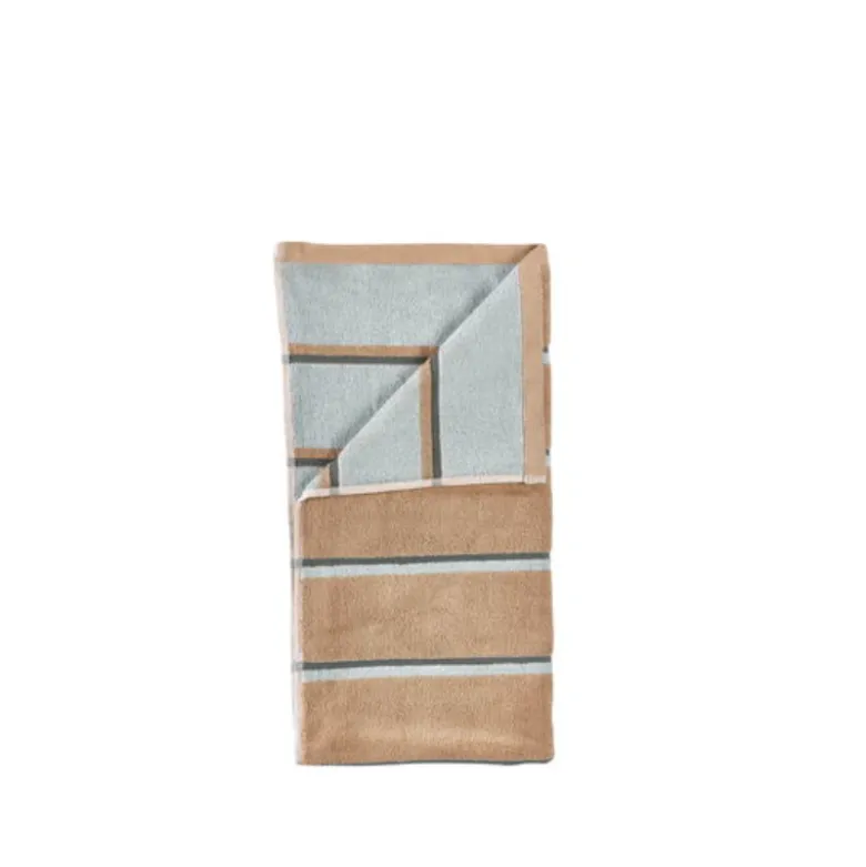 Zone Sauna håndklæde sand/blå/grøn 50x100 cm